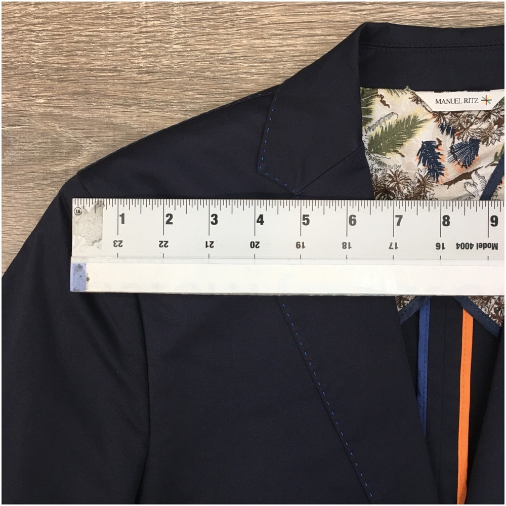 MANUEL RITZ Mens‎ Navy Blazer Sport Coat Casual Size 38R Two Button Cotton Suit - Picture 4 of 12